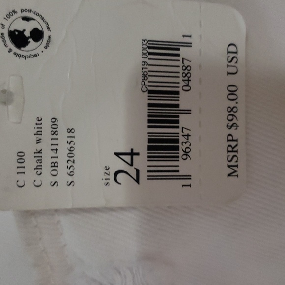 We Free People Tapered Baggy Boyfriend Jeans Chalk White Distres - Picture 10 of 11